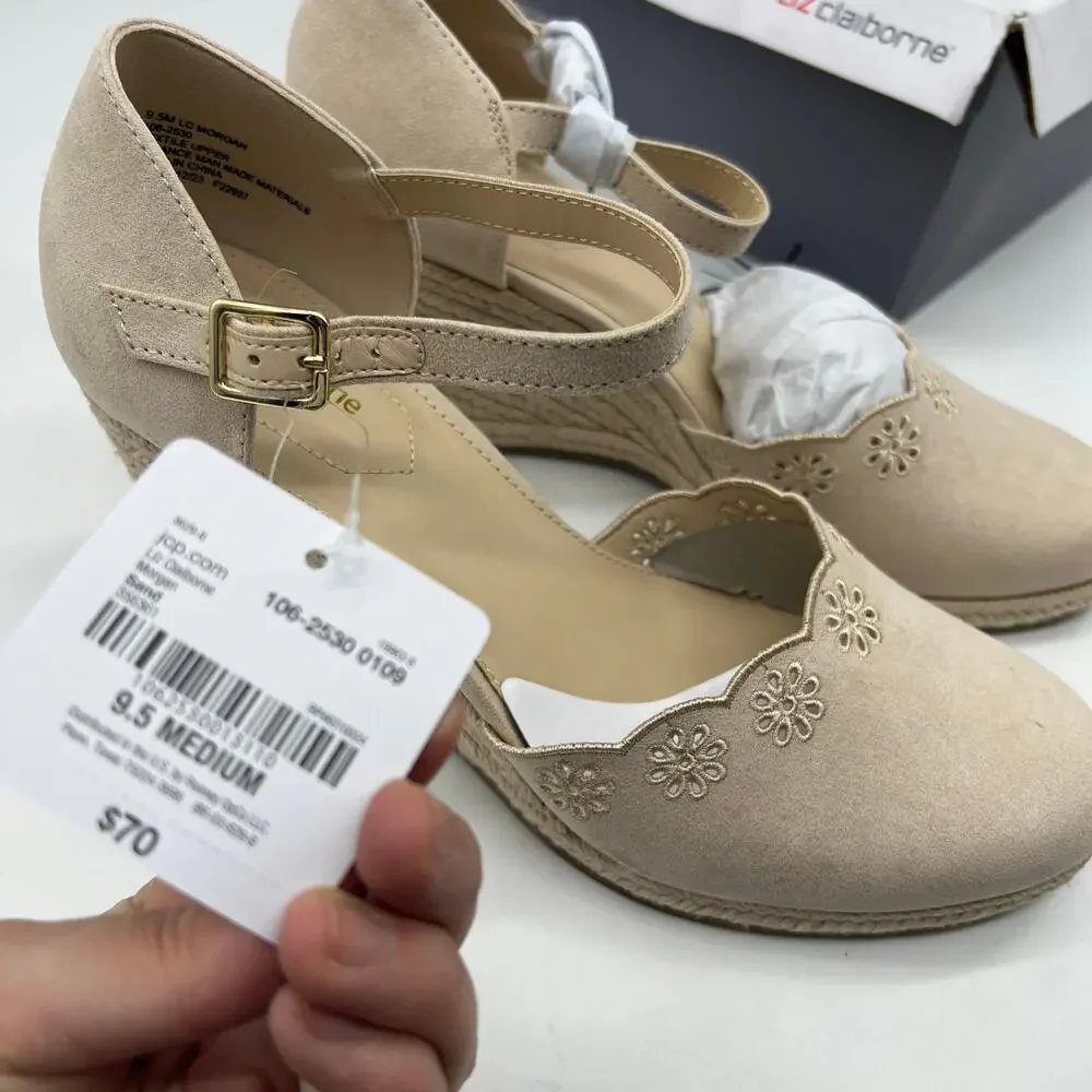 Liz Claiborne Morgan Women's Wedge Heels Cream Sand Size 9.5M